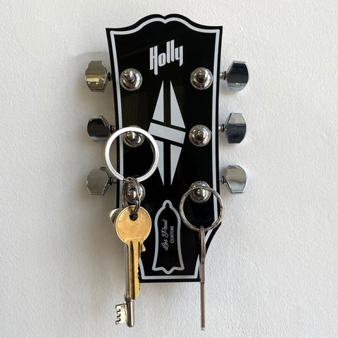Personalised Black Guitar headstock key hanger